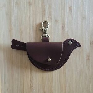 Portland Leather Mockingbird Pouch Bag Charm Keychain in Chocolate Brown
